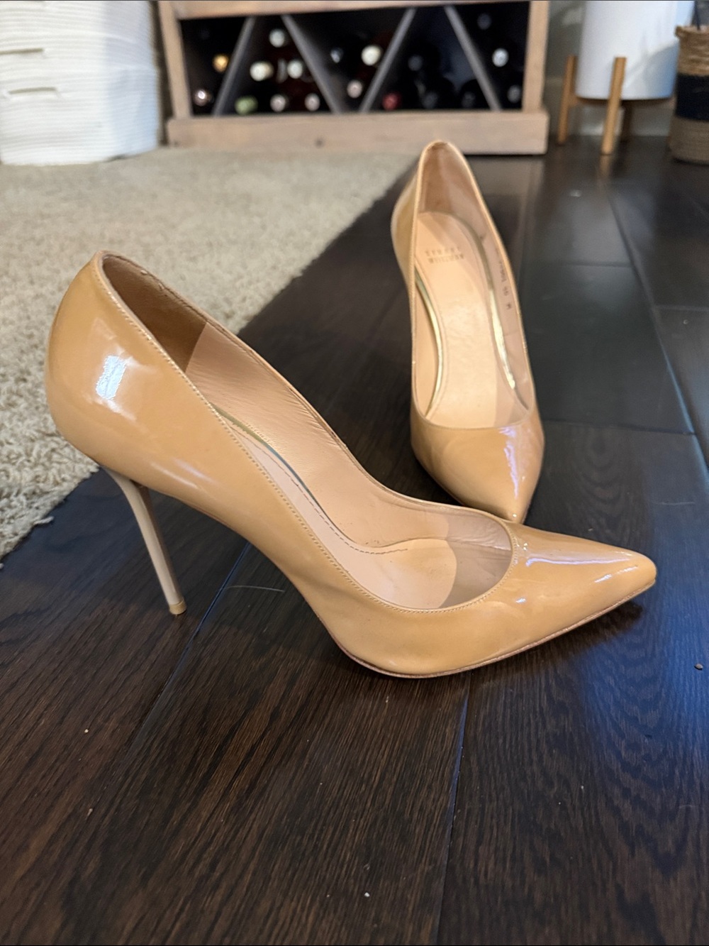 Stuart Weitzman Nude Patent Pointed-Toe Stiletto Pumps - Women
